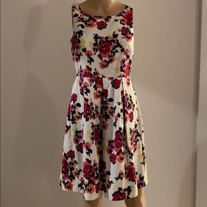 LOFT white floral tweed dress